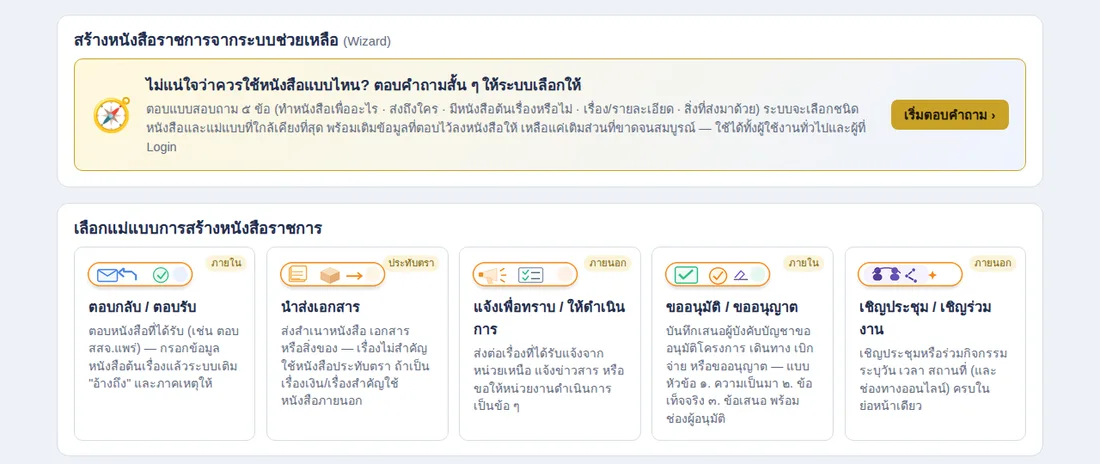 กล่อง Wizard และการ์ดแม่แบบ