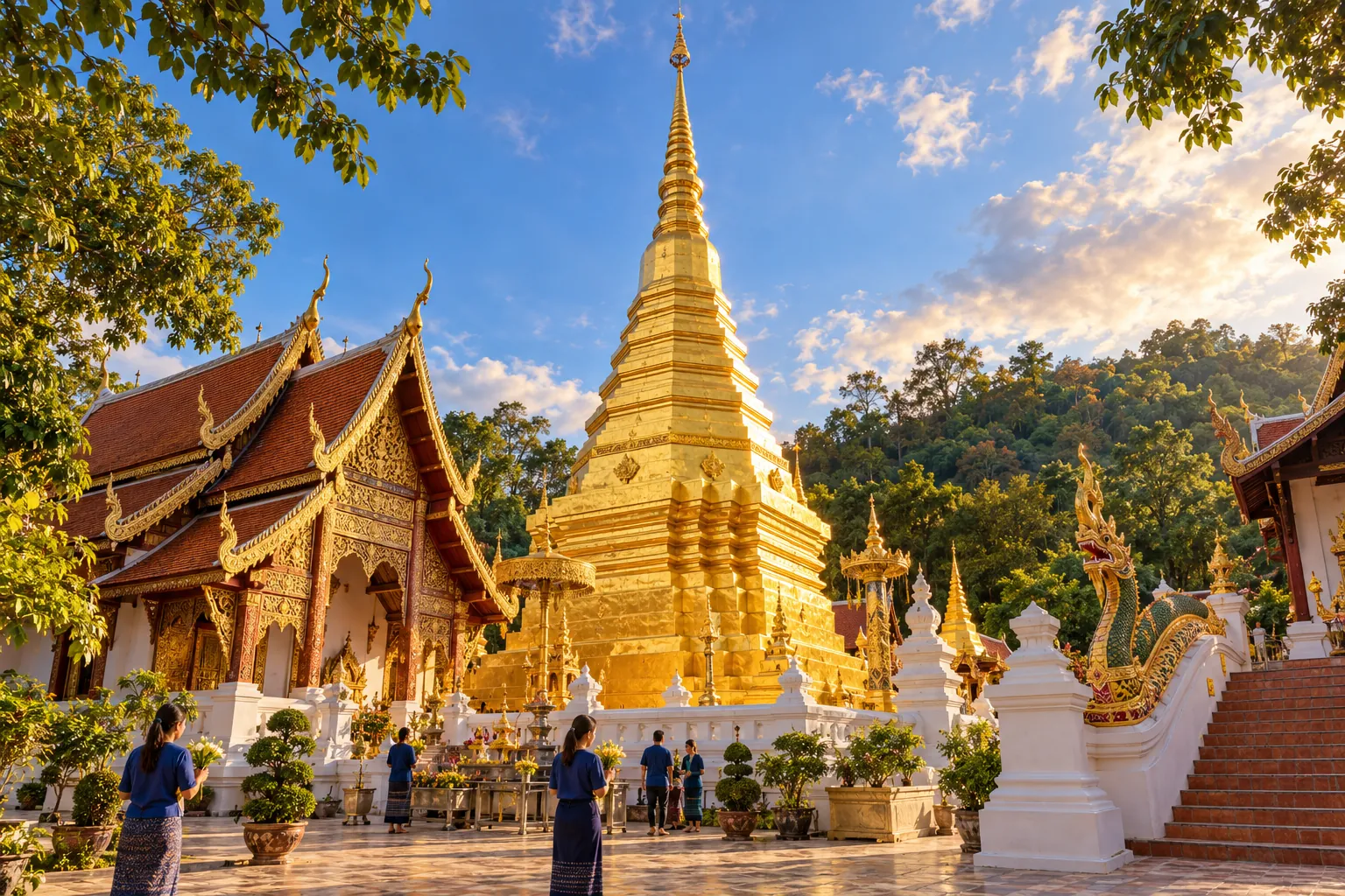 ภาพสร้างสรรค์วัดพระธาตุช่อแฮ: เจดีย์สีทองและศรัทธาคู่เมืองแพร่ พระธาตุประจำปีขาล