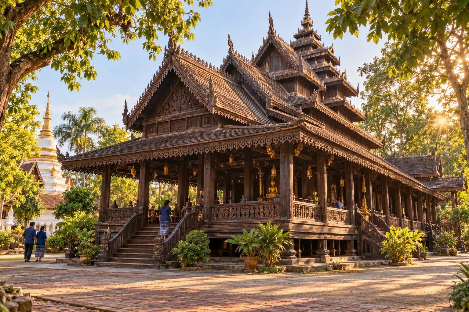 ภาพสร้างสรรค์วัดจอมสวรรค์: อาคารไม้สักและหลังคาซ้อนชั้น ผสานศิลปะเมียนมาและไทใหญ่