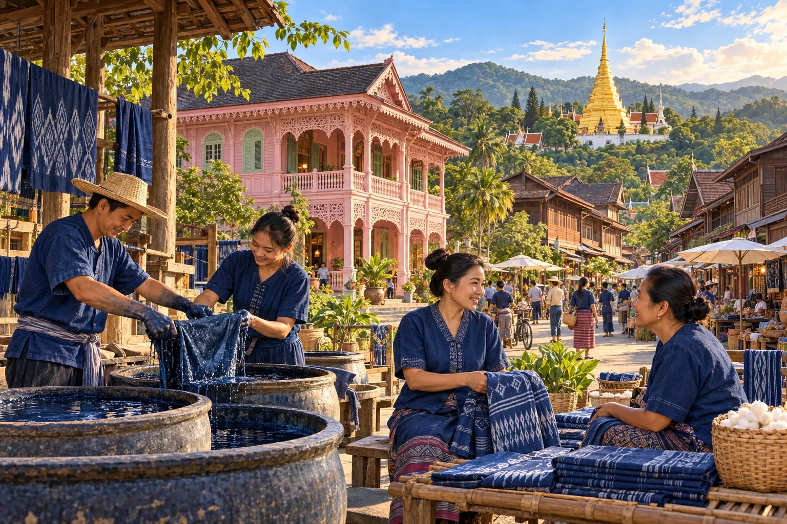 ภาพสร้างสรรค์วิถีชีวิตอำเภอเมืองแพร่: หม้อฮ่อม • คุ้มเก่า • พระธาตุช่อแฮ