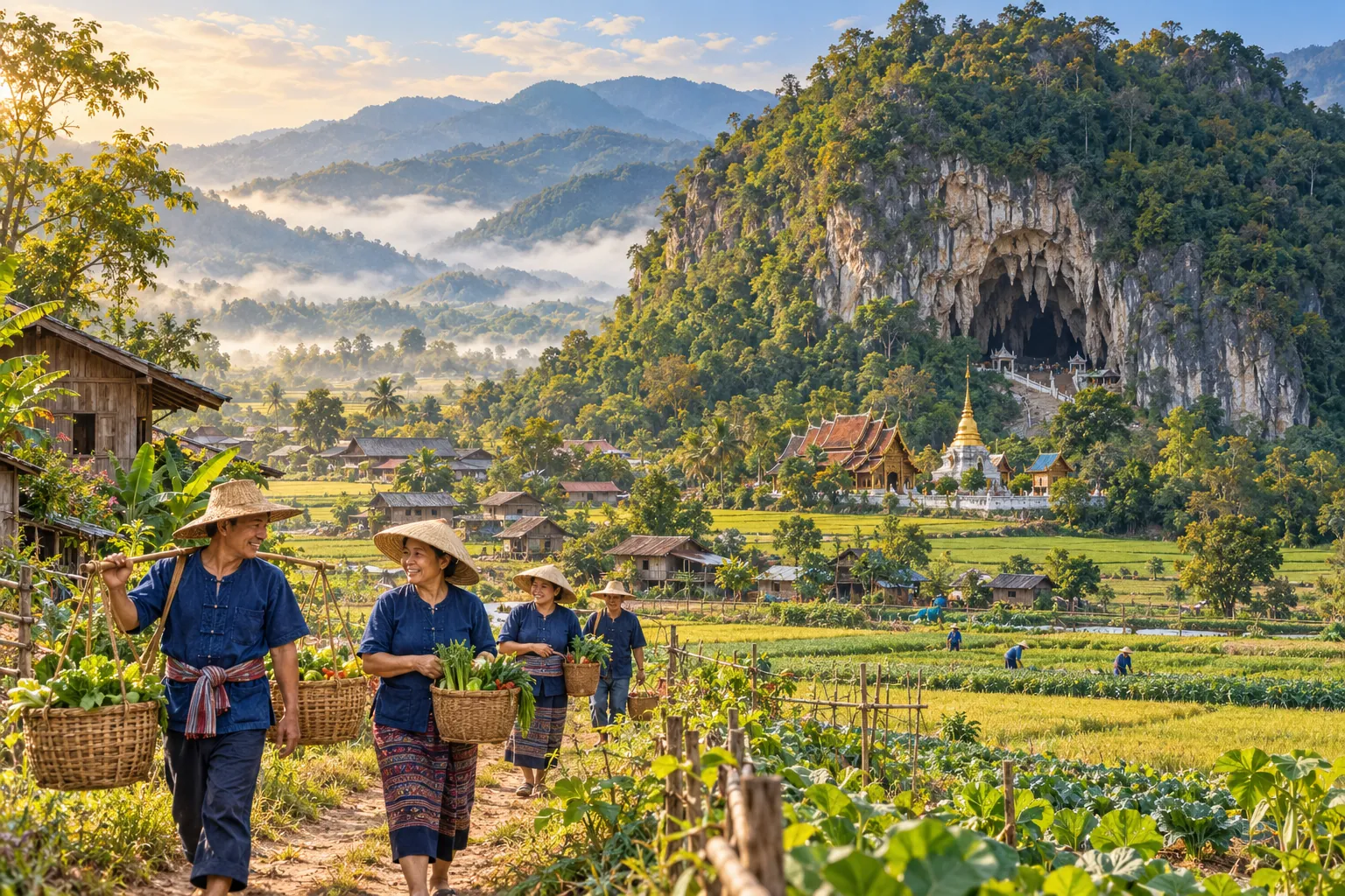 ภาพสร้างสรรค์วิถีชีวิตอำเภอร้องกวาง: ถ้ำผานางคอย • วิถีเกษตร