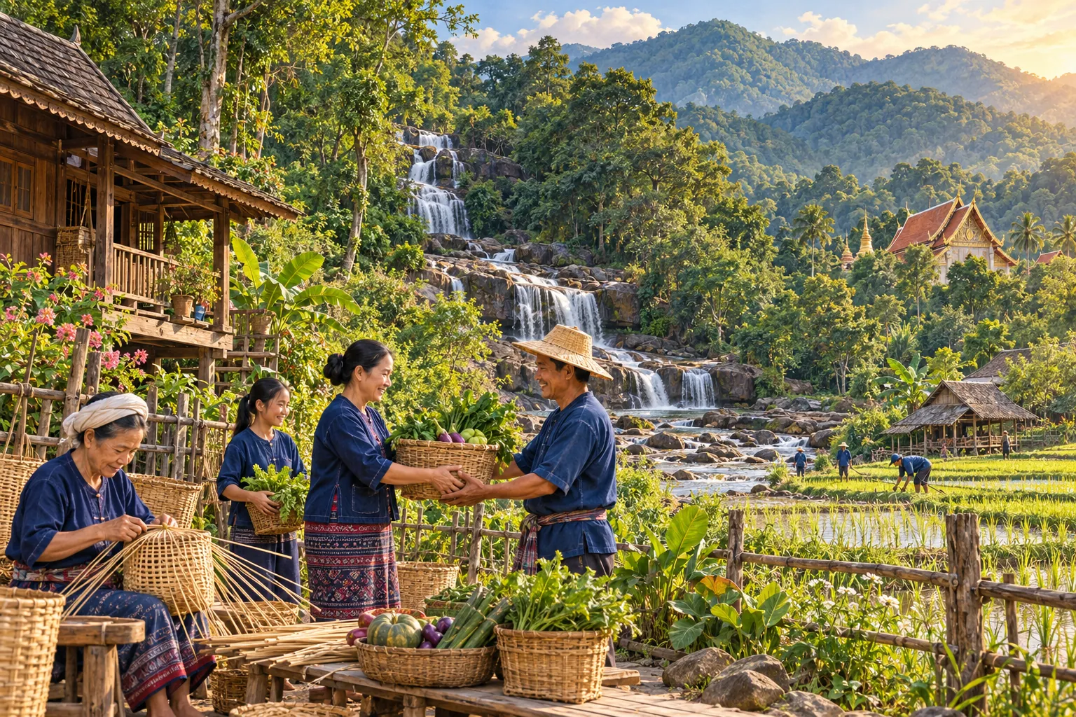 ภาพสร้างสรรค์วิถีชีวิตอำเภอวังชิ้น: เวียงโกศัย • น้ำตกแม่เกิ๋ง