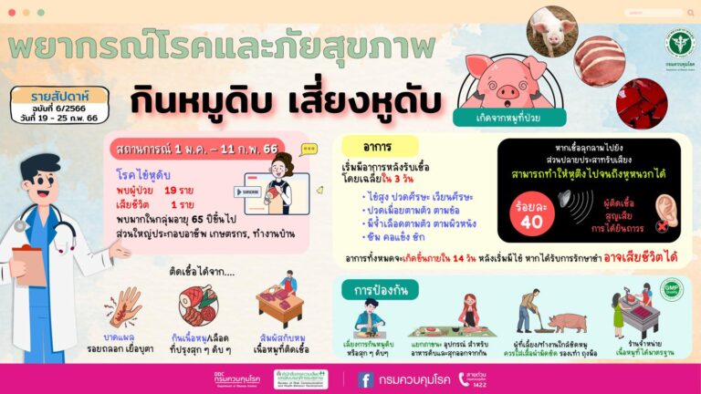 “แนะประชาชน กินอาหารปรุงสุก ถูกหลักอนามัย ได้มาตรฐาน งดหมูดิบ เสี่ยงหูดับ !”