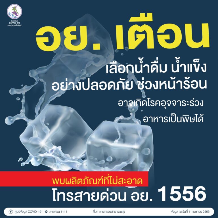 อย. เตือน เลือกน้ำดื่ม น้ำแข็ง อย่างปลอดภัย ช่วงหน้าร้อน
